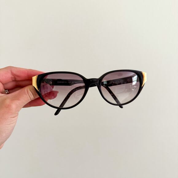 Vintage Claudio La Viola Italian Round Sunglasses Black Gold main image 7